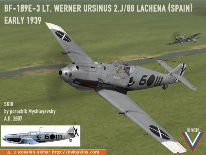 Bf109E-3 (or E-1) W.Ursinus 2.J/88 6O111 1939